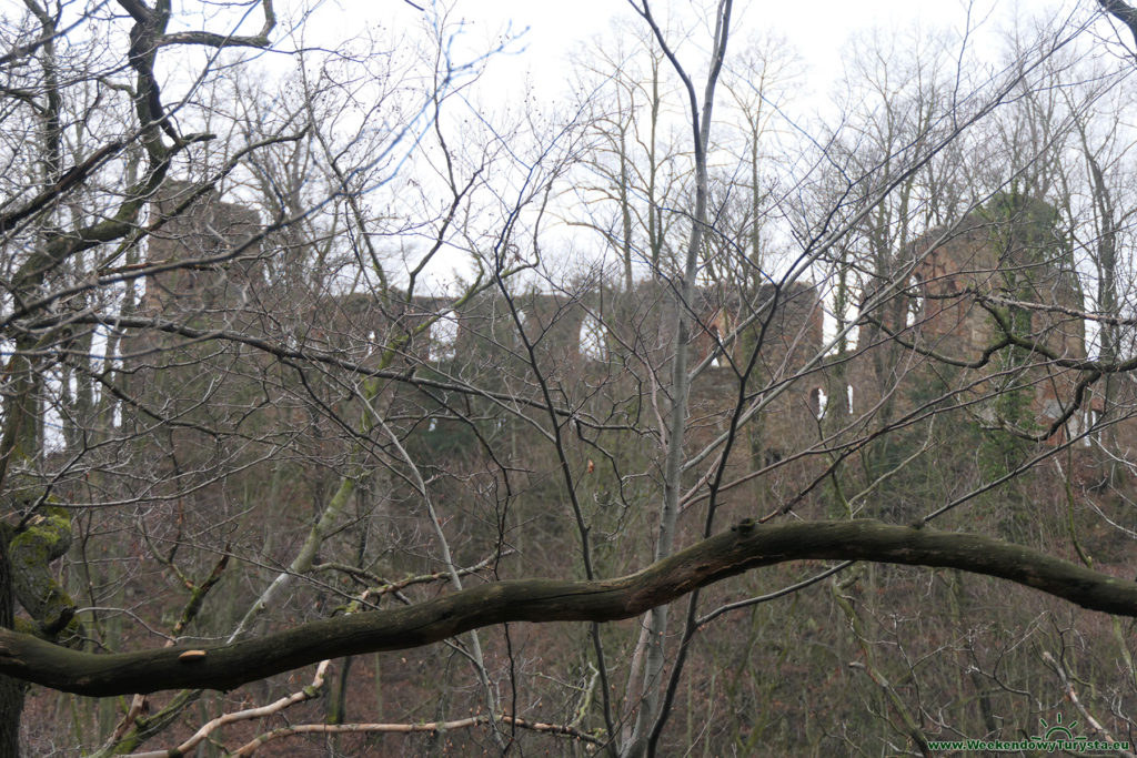 Stary Książ - Ruiny - widok z drugiej strony Pełcznicy