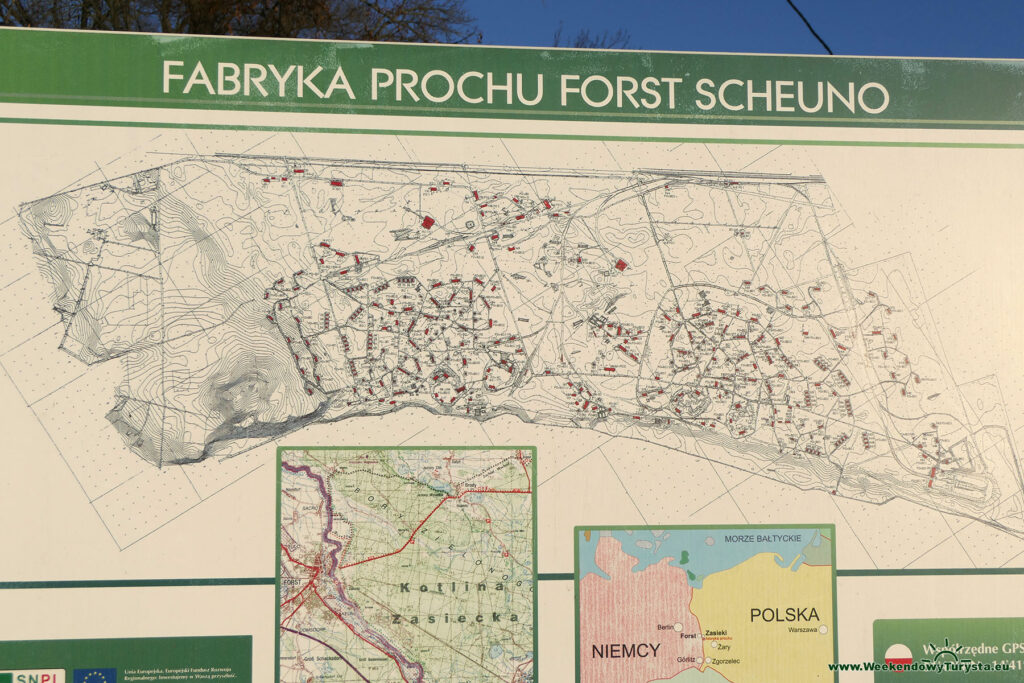 Fabryka prochu Forst Scheuno - tablica informacyjna