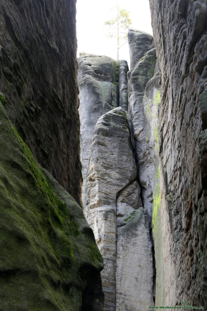 Prachnovskie Skały - wąskie schody między skałami