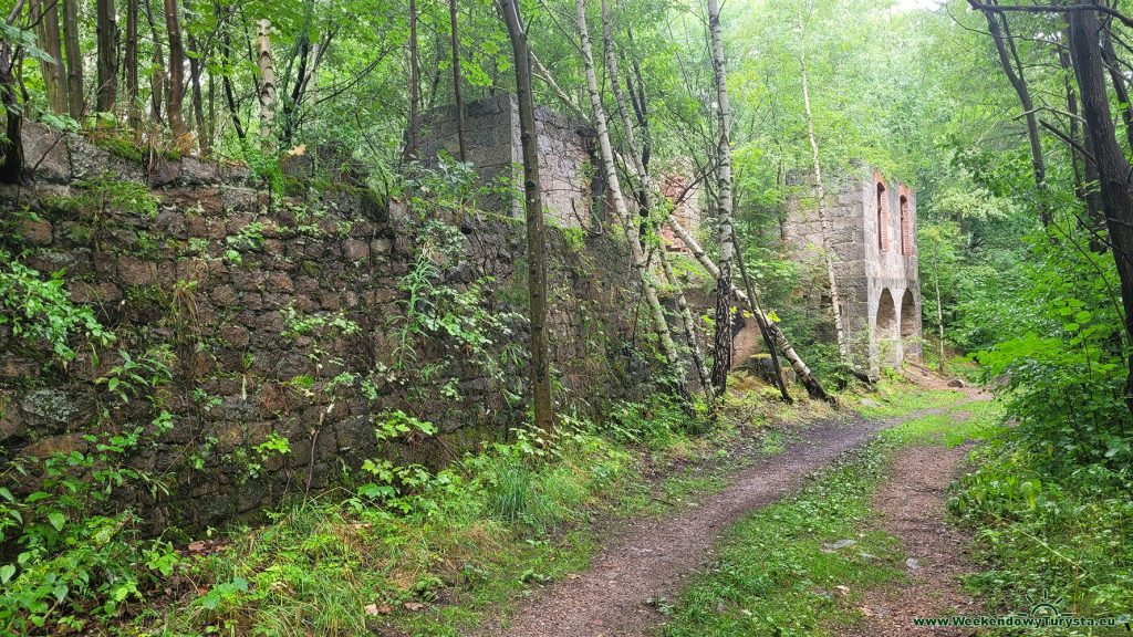 Główny Szlak Sudecki na Grzybowcu - ruiny schroniska i Prewentorium